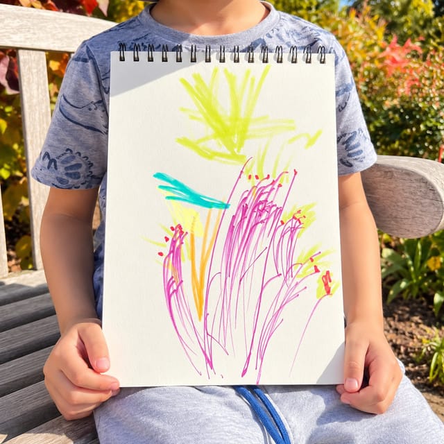 A colorful drawing of the garden's tall grasses